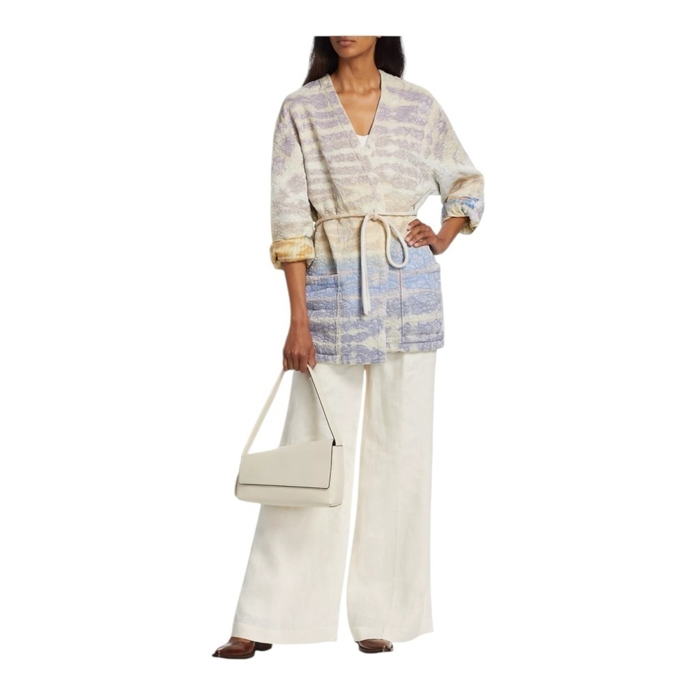 Raquel Allegra Quilted Tie Waist Rainbow Halo Overcoat Jacket Size XS NWT - Picture 5 of 15